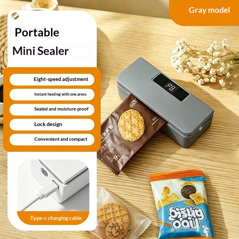 Mini Selladora Térmica Portátil Recargable con Pantalla Digital